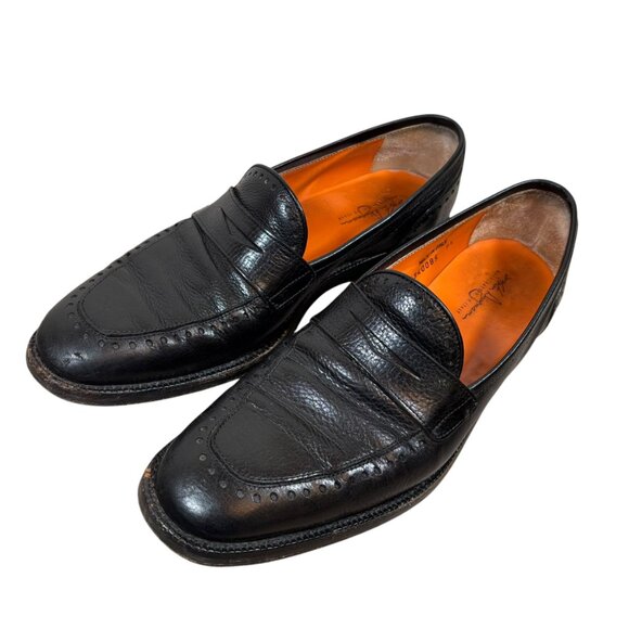 Martin Dingman Black Slip On Leather Loafer Dress Shoes - Picture 1 of 9